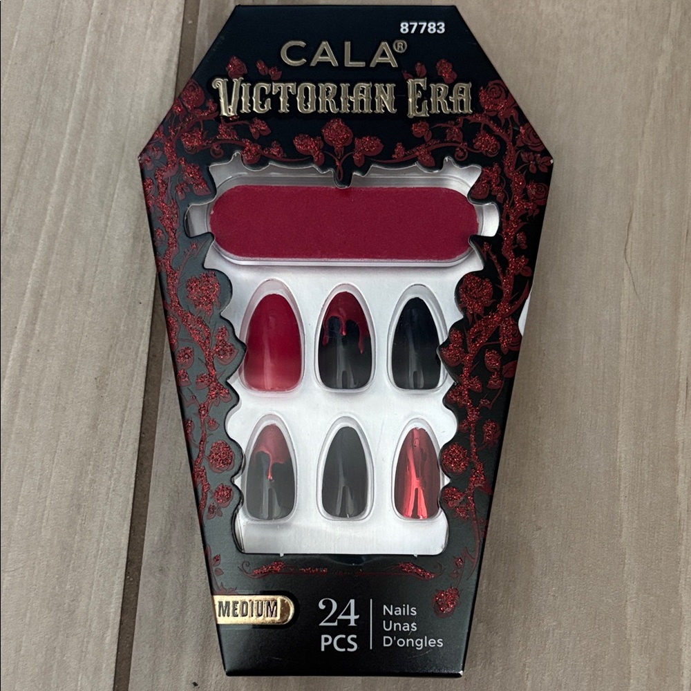 NIB CALA Victorian Era Nail Set - Red and Black